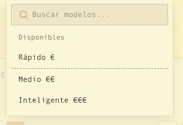 Lalo's model picker: fast, medium, and smart tiers, each labelled by cost so the running bill stays visible and in your hands.